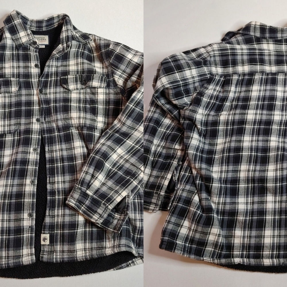 Boston Trader Quilted Sherpa Lined Worker‎ Shirt Jacket Shacket Plaid Large L